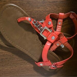 NICOLE Sandals Orange w Silver Chain Beautiful stylish summer sandals!!! Sz 6